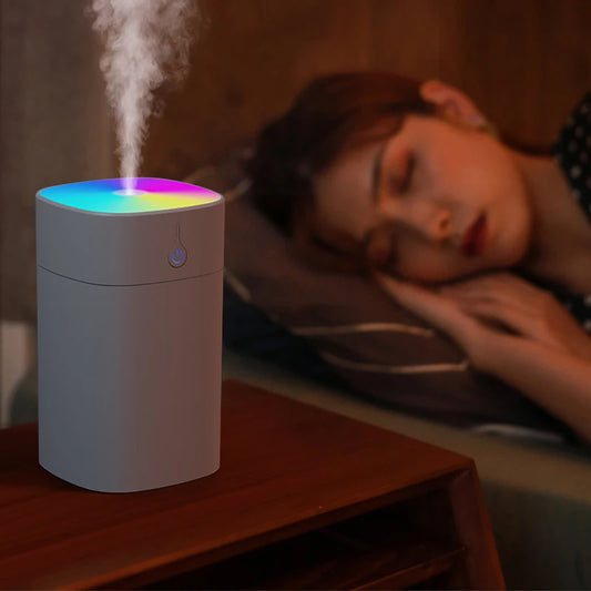 USB Mini Air Humidifier 400ml – Ultrasonic Aroma Essential Oil Diffuser for Home & Car with LED Color Lamp