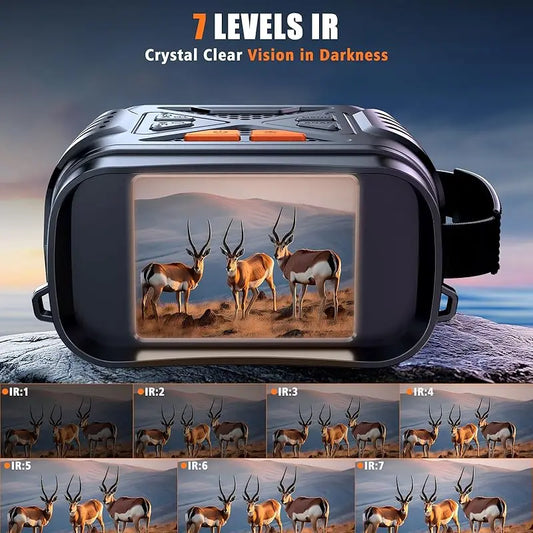 1080P Night Vision Binoculars – 10x Digital Zoom, 800m Full Dark Infrared, 2.8” IPS Screen