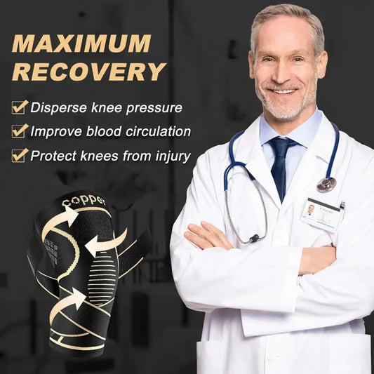 Copper Knee Braces with Strap for Knee Pain Women and Men, Joint Pain Relief, Knee Support for Working, Running, Weightlifting