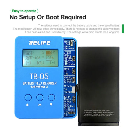 RELIFE TB-05 Battery Cable Repair Instrument Setup-free and Boot-free Adapt To Various Models for IPhone IP8G-16PM Repair Tools