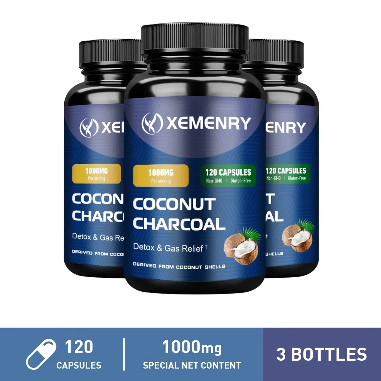 Coconut Charcoal Supplement – Relieves Gas & Bloating, Detox Cleanse, Supports Digestion & Immunity