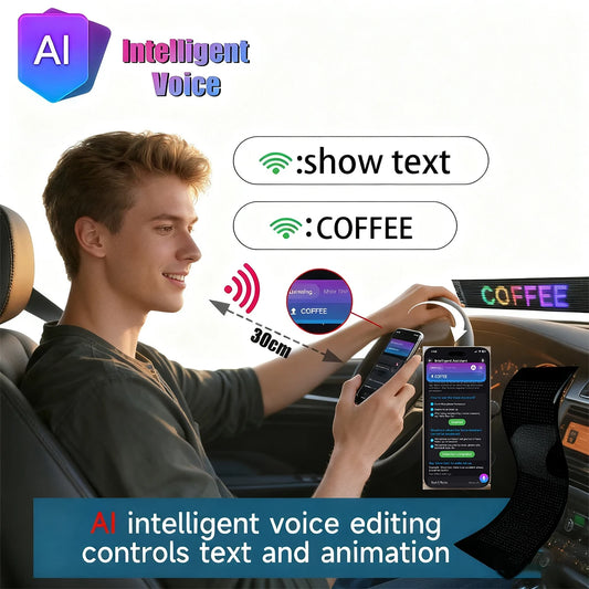 AI Voice LED Matrix Pixel Panel Light | Programmable Car Devil Eyes, Remote & APP Control, USB DIY Display