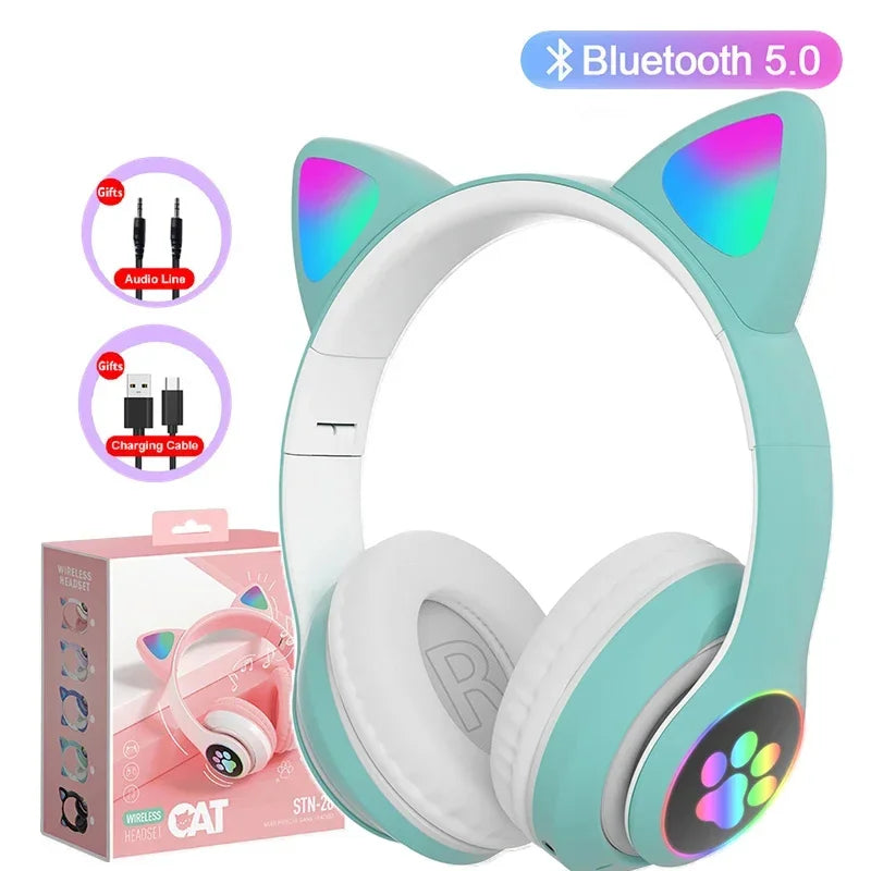 Xiaomi 2025 Wireless Bluetooth Kids Headphones | Cute Flash Lamp Stereo Earphones with Mic & TF Card Support
