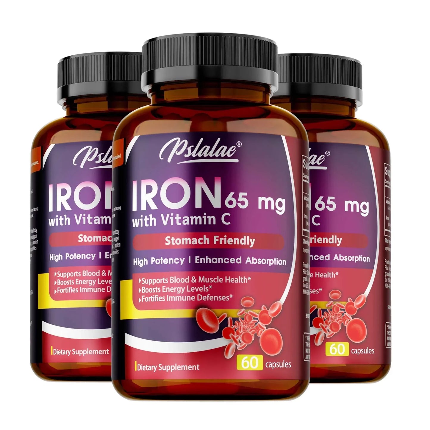 ✨ Iron Supplement 65 mg with Vitamin C – Maximized Absorption, Energy & Immune Support