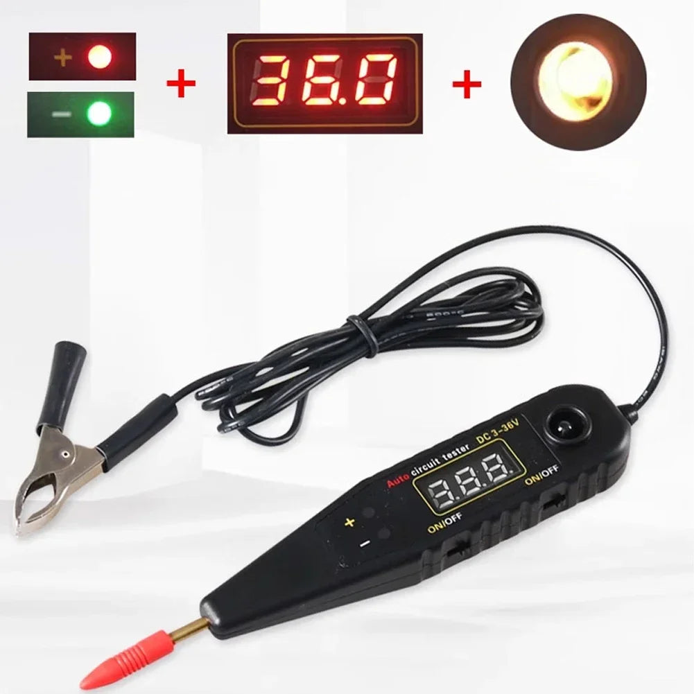 DC 0-36V Auto Circuit Tester Vehicle Pulse Sensor Signal LED Light Testing Pen Probe Car Power Voltmeter LED Diagnostic Tool