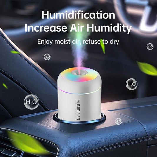 180ML Mini Air Humidifier USB Electric Aroma Diffuser – Essential Oil Purifier with LED Lights for Car, Home & Bedroom