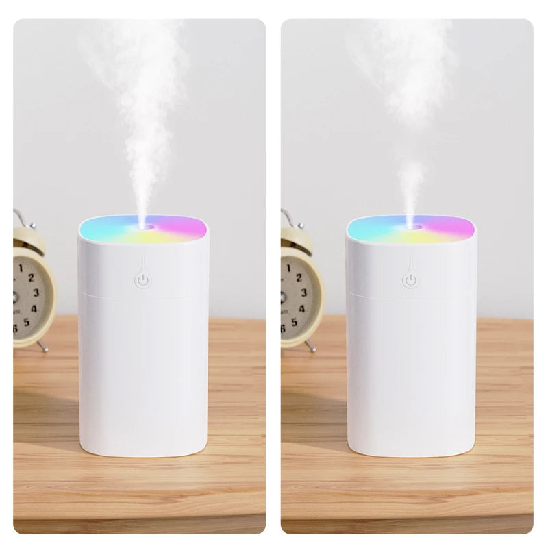 USB Mini Air Humidifier 400ml – Ultrasonic Aroma Essential Oil Diffuser for Home & Car with LED Color Lamp