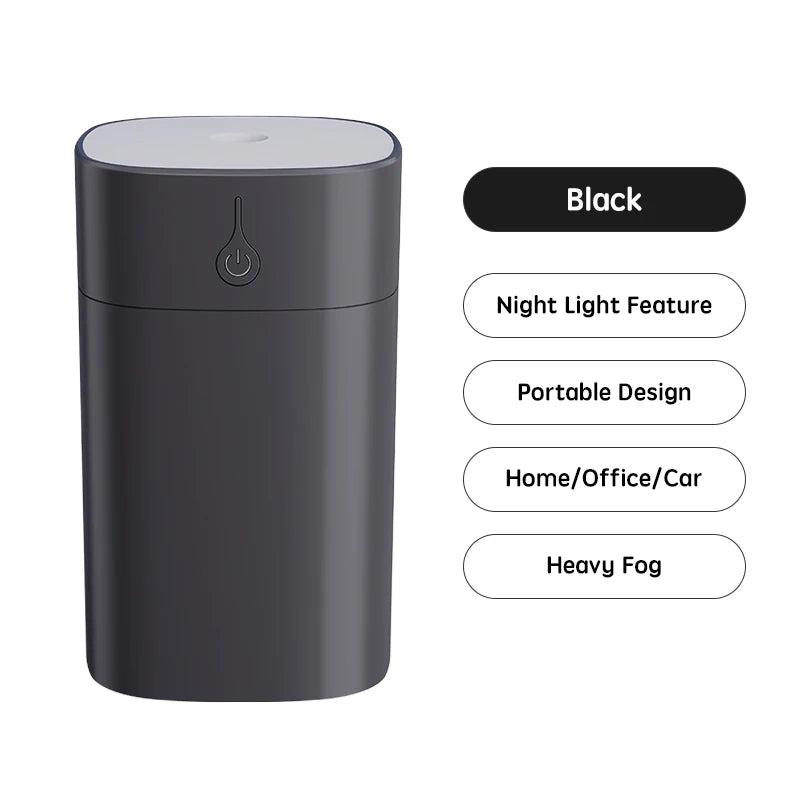 USB Mini Air Humidifier 400ml – Ultrasonic Aroma Essential Oil Diffuser for Home & Car with LED Color Lamp