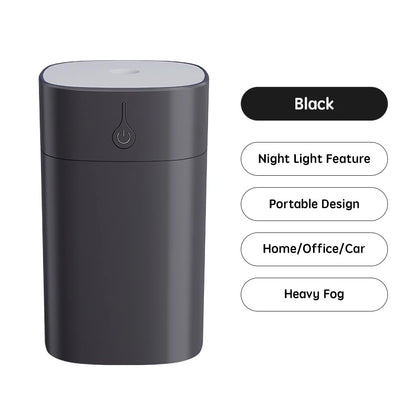 USB Mini Air Humidifier 400ml – Ultrasonic Aroma Essential Oil Diffuser for Home & Car with LED Color Lamp