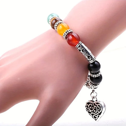 1pc/ 7 Chakra Bracelet Love Pendant Stone Beaded Bracelet Healing Jewelry Gift for Women