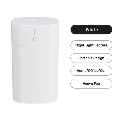 USB Mini Air Humidifier 400ml – Ultrasonic Aroma Essential Oil Diffuser for Home & Car with LED Color Lamp