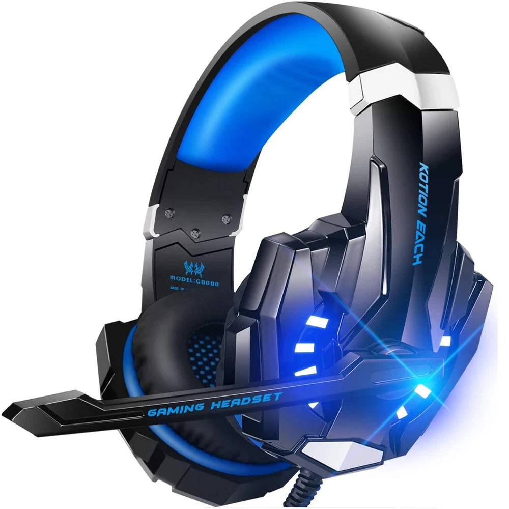 KOTION EACH Gaming Headset – Deep Bass Stereo Headphones with LED Lights & Noise-Cancelling Microphone for PS4, Laptop & PC Gamers