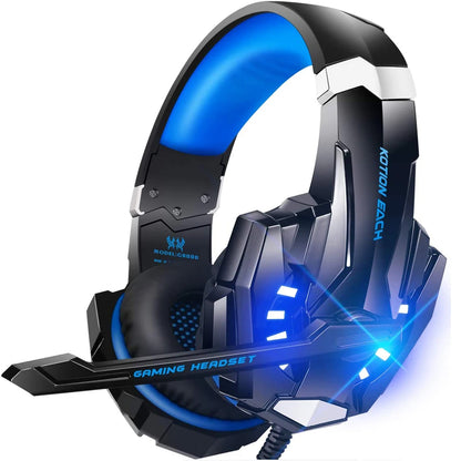 KOTION EACH Gaming Headset – Deep Bass Stereo Headphones with LED Lights & Noise-Cancelling Microphone for PS4, Laptop & PC Gamers