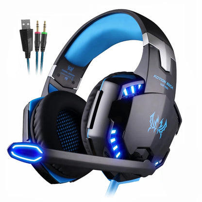 KOTION EACH Gaming Headset – Deep Bass Stereo Headphones with LED Lights & Noise-Cancelling Microphone for PS4, Laptop & PC Gamers