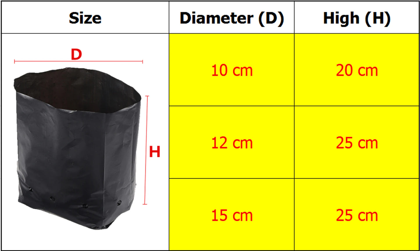 Black PE Plastic Seedling Planting Bags Nursery Breathable Pot plant growth kit Nutrition Grow Bag Garden Vegetable Container