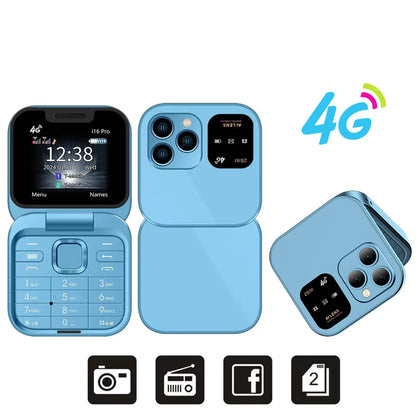 📞 2025 SERVO i16 Pro 4G Mini Fold Mobile Phone – Dual SIM | Call Recording | Speed Dial | Flashlight | Compact Fold Design