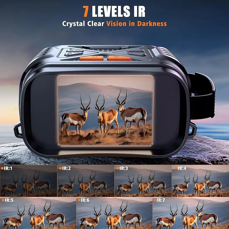 1080P Night Vision Binoculars – 10x Digital Zoom, 800m Full Dark Infrared, 2.8” IPS Screen