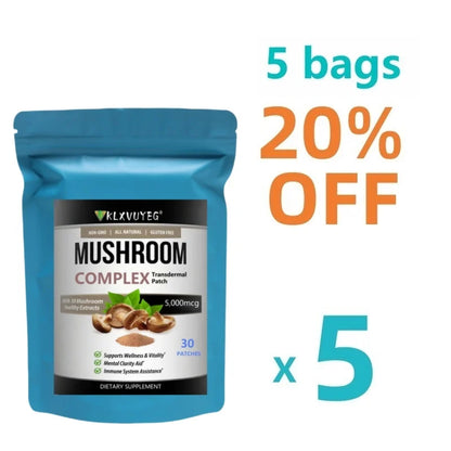 10x Mushroom Complex Transdermal Patches – Lion’s Mane, Reishi, Shiitake & 10 Mushroom Blend, Immune & Cognitive Support, 1-Month Supply