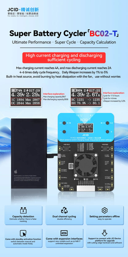 JCID AiXun BC01 BC02 Battery Calibrator for IPhone 11 12 13 14 Pro Max Series Battery Health Data Test Calibration Repair Tool