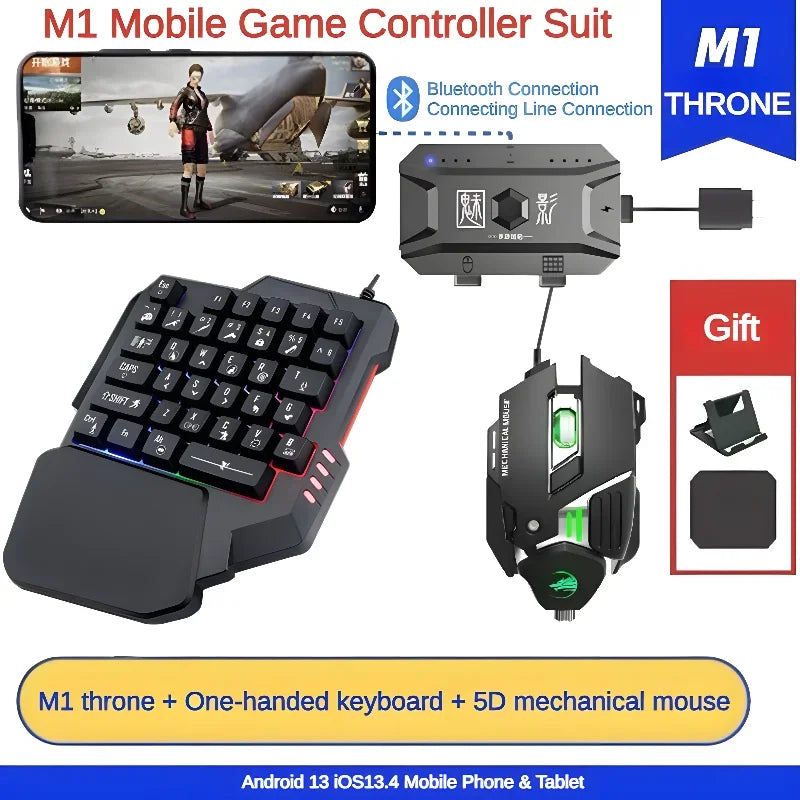 M1 Pro Mobile Game Controller 4-in-1 Adapter | iOS & Android Compatible