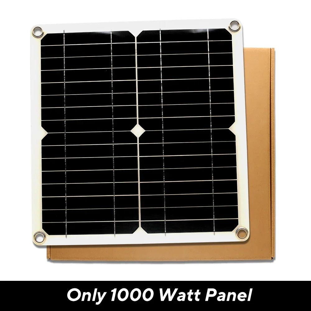 1000W Solar Panel 12V Solar Cell Kit with 10A–100A Controller | USB Output for Phone, RV, Car, Home & Camping