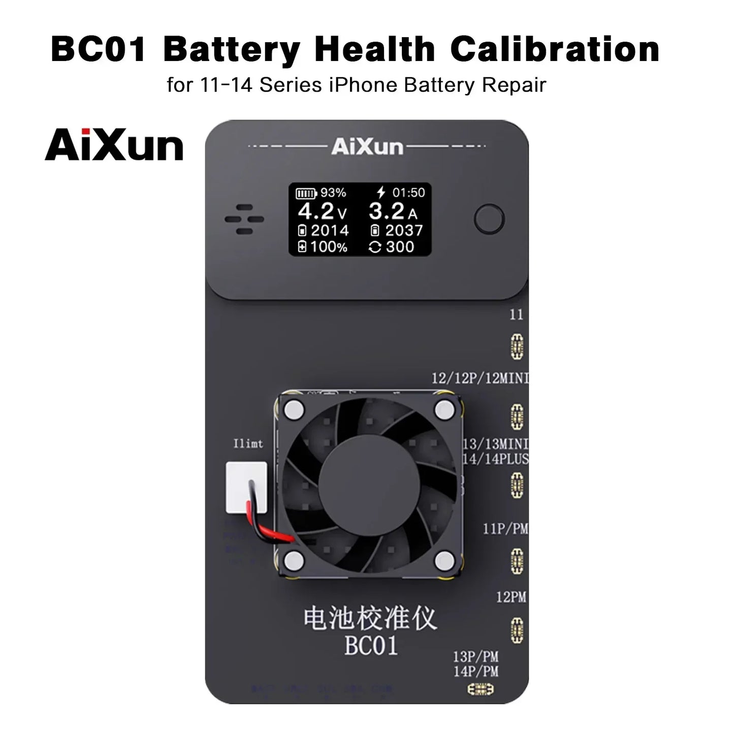 JCID AiXun BC01 BC02 Battery Calibrator for IPhone 11 12 13 14 Pro Max Series Battery Health Data Test Calibration Repair Tool