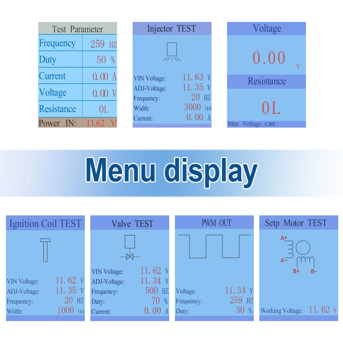 QDB-4A Auto Ignition Coil Tester Car Idle Stepper Motor Solenoid Valve Injector Actuator Fault Detector Driver PWM Generator