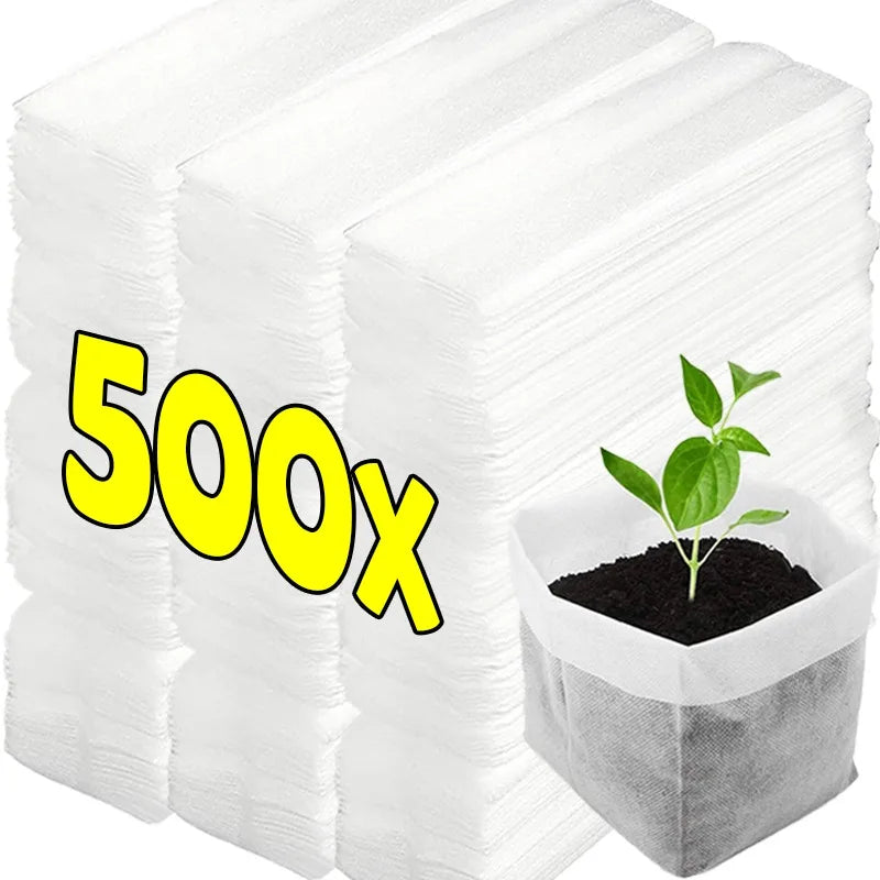 100/500PCS Non-woven Biodegradable Nursery Grow Bags Plants Seed Grow Pockets Garden Flower Vegetable Seedling Care Accessories