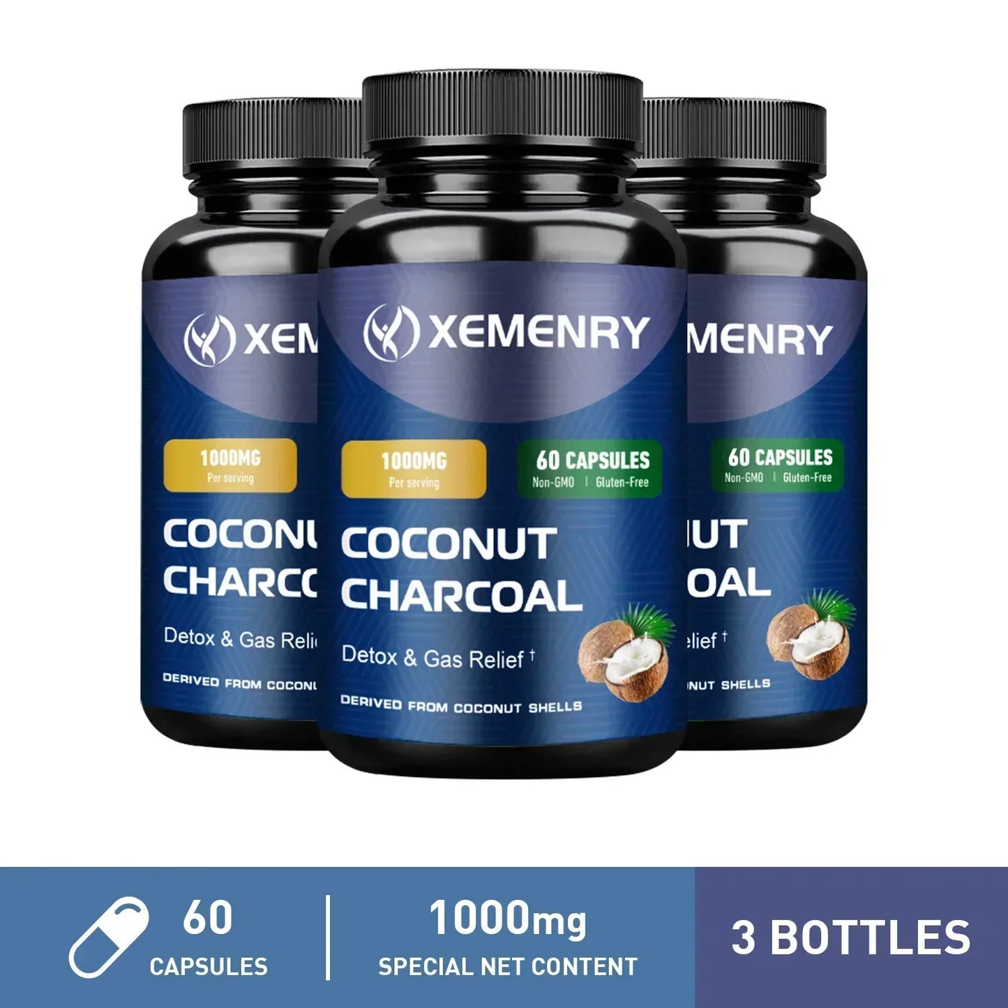 Coconut Charcoal Supplement – Relieves Gas & Bloating, Detox Cleanse, Supports Digestion & Immunity