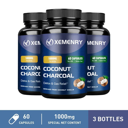 Coconut Charcoal Supplement – Relieves Gas & Bloating, Detox Cleanse, Supports Digestion & Immunity