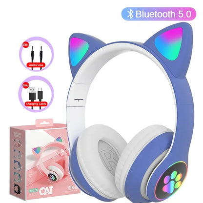 Xiaomi 2025 Wireless Bluetooth Kids Headphones | Cute Flash Lamp Stereo Earphones with Mic & TF Card Support