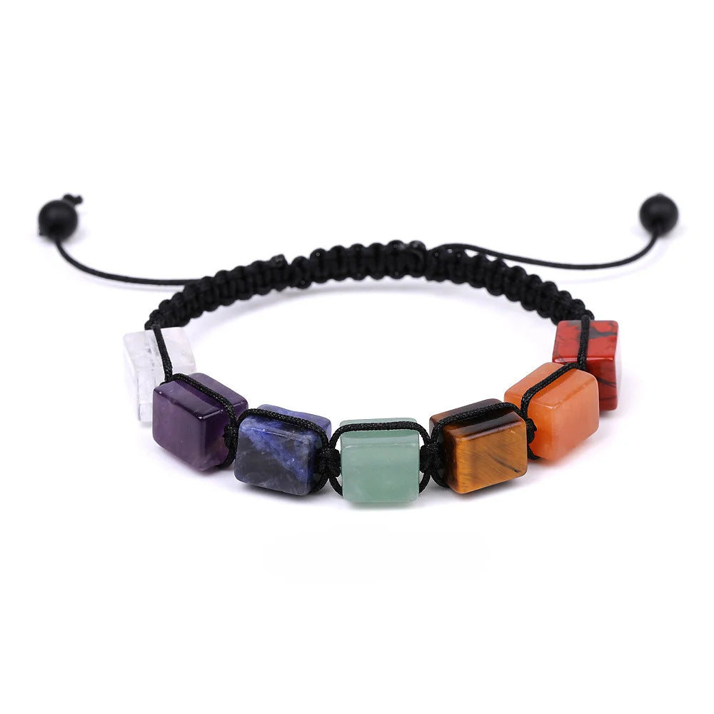 Classic 7 Chakra Beads Bracelet Natural Stone Black Rope Braided Yoga Reiki Healing Balance Bracelets & Bangles Meditation Gift