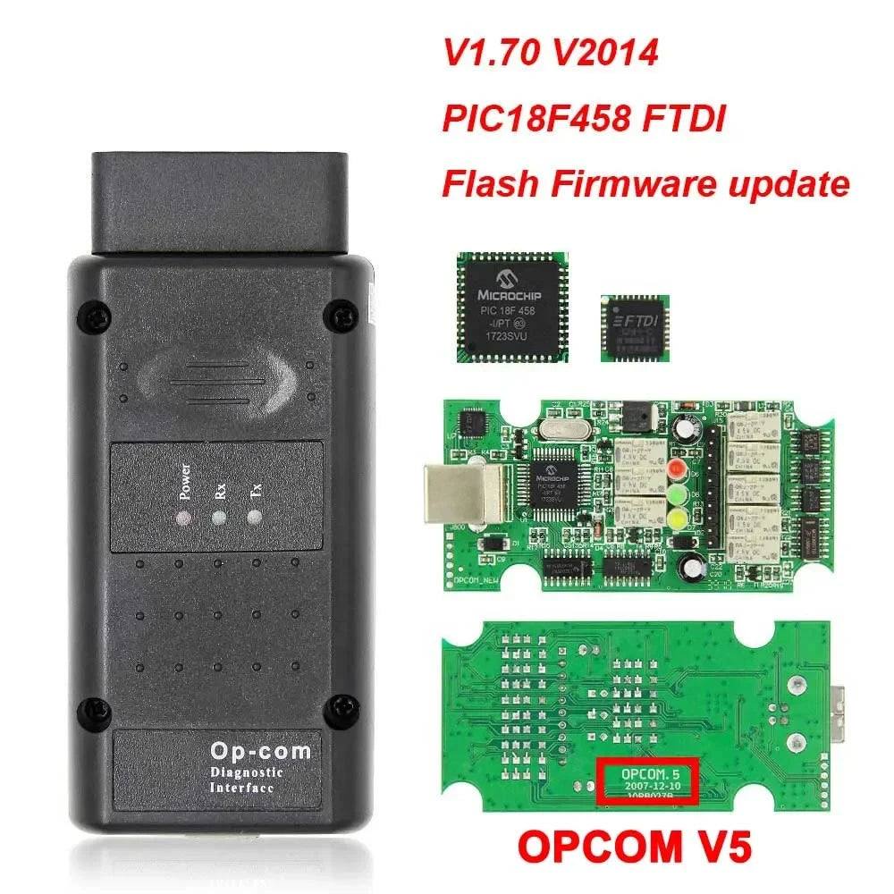 OPCOM Diagnostic Tool for Opel – OBD Scanner with PIC18F458 FTDI CAN BUS | Firmware V1.70 / V1.95 / V1.99