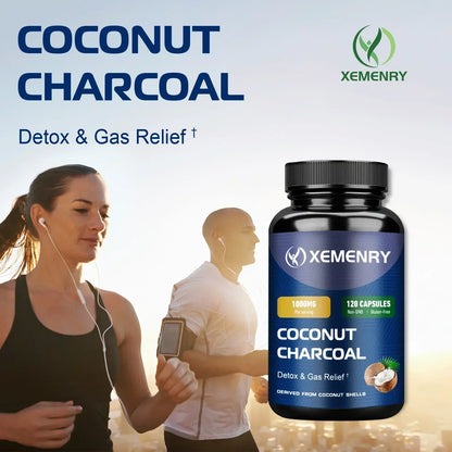 Coconut Charcoal Supplement – Relieves Gas & Bloating, Detox Cleanse, Supports Digestion & Immunity