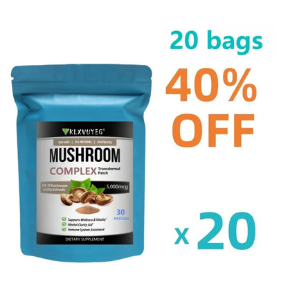 10x Mushroom Complex Transdermal Patches – Lion’s Mane, Reishi, Shiitake & 10 Mushroom Blend, Immune & Cognitive Support, 1-Month Supply