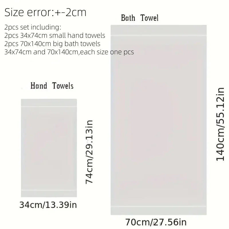 Set of 2 Bamboo Fiber Bathroom Towels Sets 34x74cm/70x140cm Household Hand Face Bath Towel  Sets Washcloths Toallas De Baño 타월