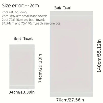 Set of 2 Bamboo Fiber Bathroom Towels Sets 34x74cm/70x140cm Household Hand Face Bath Towel  Sets Washcloths Toallas De Baño 타월