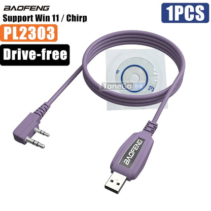 🔌 Baofeng USB Programming Cable – PL2303 / CH340 Chip | Plug-and-Play for DM-32, UV-32, Quansheng TK11 Series (Win11 Compatible)