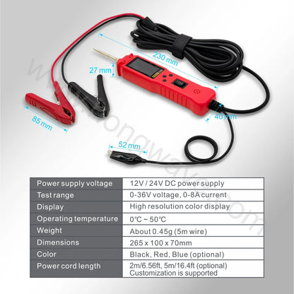 12/24V P200 Car Electric Circuit Tester Probe Pen Tester Voltage Resistant Test Voltage Power Probe Kit Auto Battery Test