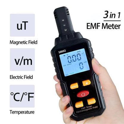 Portable S8602 Digital EMF Detector – Electric & Magnetic Field, Temperature Measurement, Radiation Safety Tool
