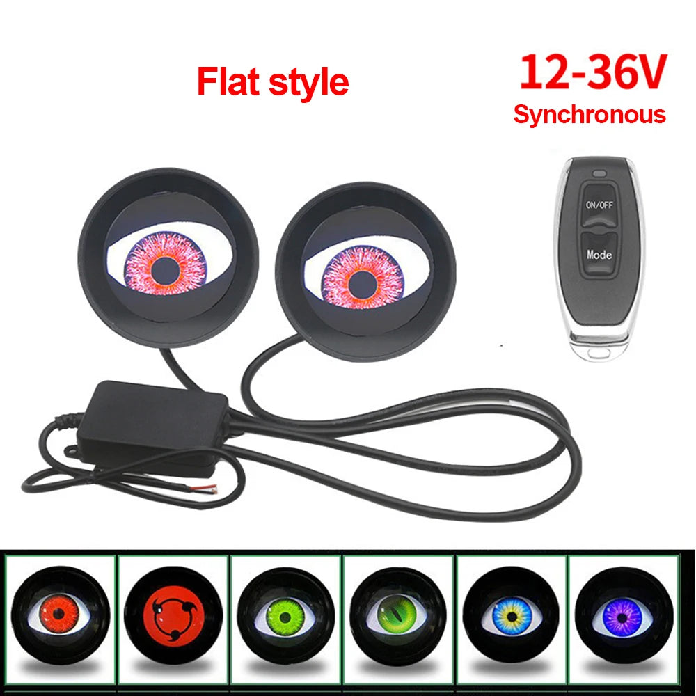 12V–36V Devil Eyes Headlights | Dynamic Adjustable Eye Pattern for Cars & Motorcycles