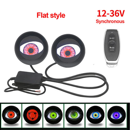 12V–36V Devil Eyes Headlights | Dynamic Adjustable Eye Pattern for Cars & Motorcycles