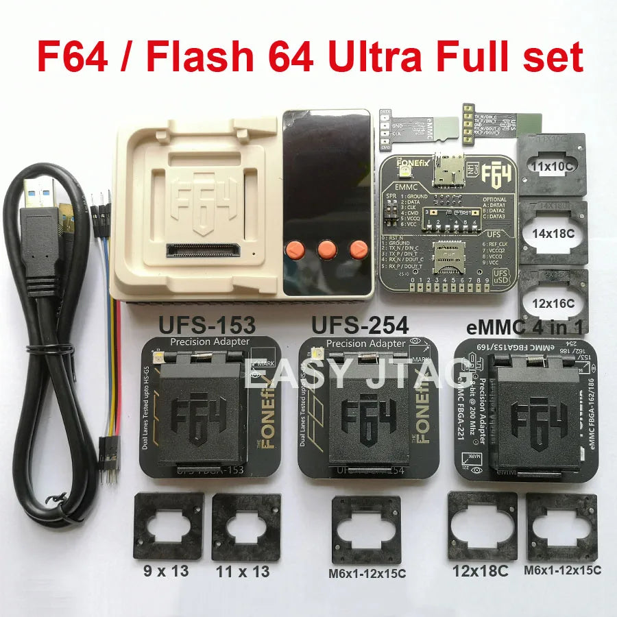 NEW F64 Flash 64 Ultra Full set lite Tool Box F64 Box + eMMC 4 in 1 + UFS BGA153 + UFS BGA 254 Socket Adapter