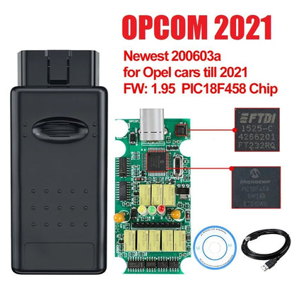 OPCOM Diagnostic Tool for Opel – OBD Scanner with PIC18F458 FTDI CAN BUS | Firmware V1.70 / V1.95 / V1.99