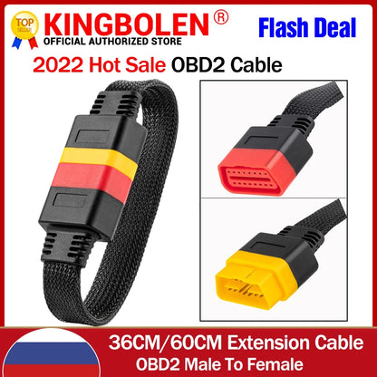Universal 16-Pin OBD-II Extension Cable – Male to Female Auto Diagnostic Connector