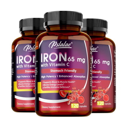 ✨ Iron Supplement 65 mg with Vitamin C – Maximized Absorption, Energy & Immune Support