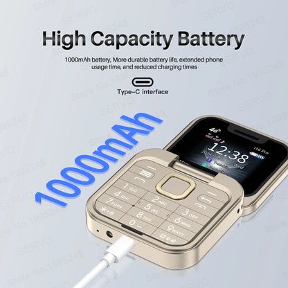 📞 2025 SERVO i16 Pro 4G Mini Fold Mobile Phone – Dual SIM | Call Recording | Speed Dial | Flashlight | Compact Fold Design