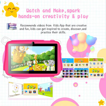 🎨 Nodizz 7-Inch Kids Learning Tablet – Android 15 | 4GB RAM + 128GB ROM | Quad-Core | 3200mAh Battery | Parental Control | Educational Gift