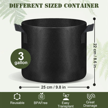 10 Pack Grow Bags Heavy Duty Thickened Nonwoven Fabric Pots with Handles, Plant Grow Bags for Vegetables Flower Plant Fruits