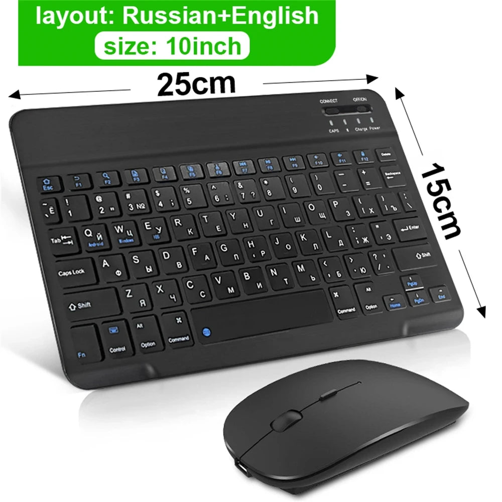 Bluetooth Wireless Keyboard & Mouse | Multilingual for iOS, Android & Windows Tablets – Compatible with iPad Air, Mini, and Pro (Spanish, Korean, Portuguese, Russian + More)